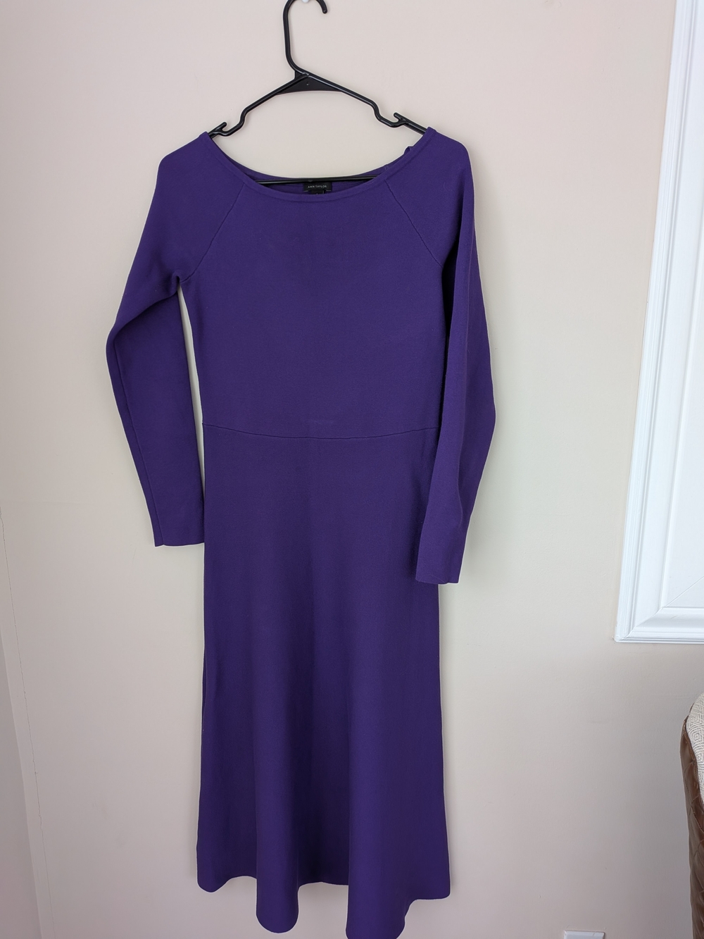 Ann Taylor Purple Sweater Knit Fit & Flare Midi Dress S - Picture 5 of 5